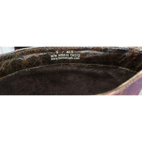 Born Crown Brown Leather Tall Riding Boots Low Heel Buckle 9 Knee Equestrian - Picture 10 of 10